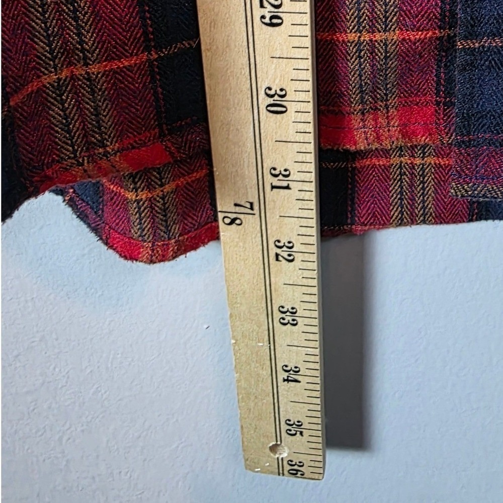 Celtic Ranchwear Shirt Mens L Red Navy Plaid Grandfather Long Sleeve Relaxed Fit - Picture 7 of 7
